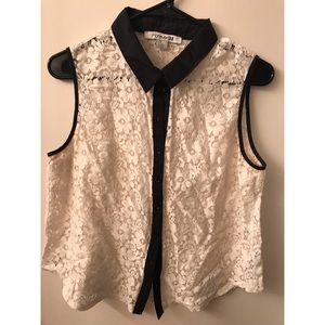 Forever 21 white lace button up blouse